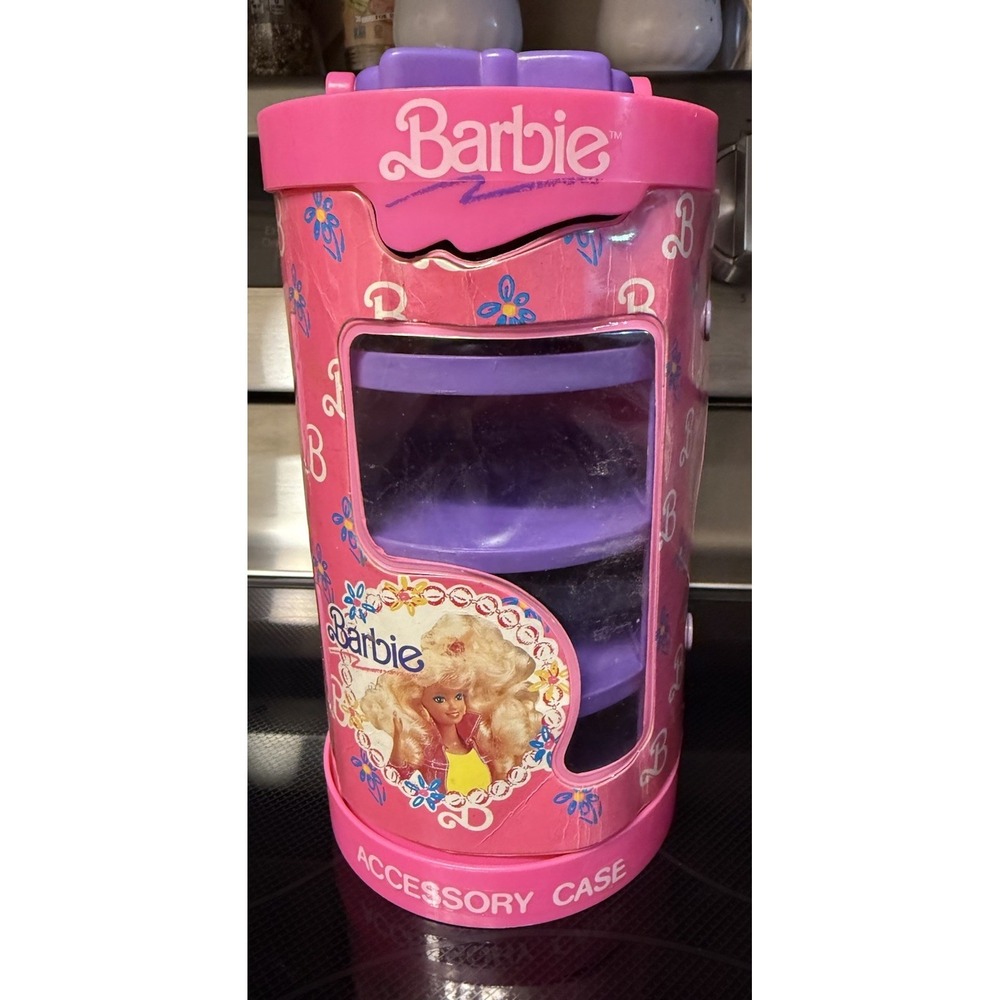 Barbie Accessory Case No Drawers Cylinder Doll Organizer Mattel‎ Vintage 1991